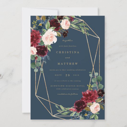 Geometrische Herfst Elegantie bruiloft uitnodiging (Voorkant)