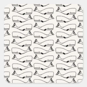Geometrische het patroonstickers van de walvis vierkante sticker