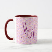 Geometrische hete kleuren monogrammed Mok (Links)