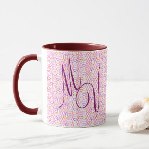 Geometrische hete kleuren monogrammed Mok