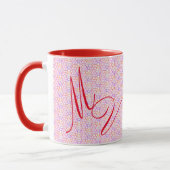 Geometrische hete kleuren monogrammed Mok (Links)