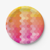 Geometrische Hexagon Roze & Geel Papier Borden Papieren Bordje (Voorkant)
