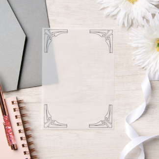 Geometrische hoekrand Elegante minimalistische ove Vellum Uitnodigingen