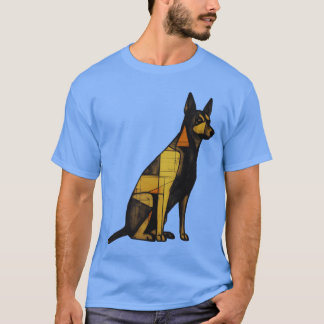 Geometrische hond familie retro t-shirt
