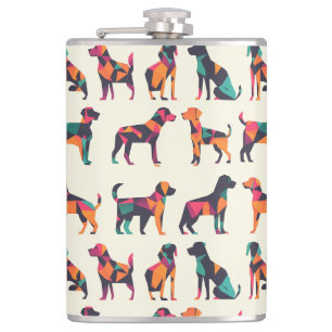 Geometrische hond silhouetten ontwerp heupfles