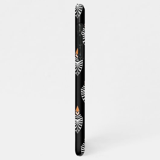 Geometrische Hoopoe Bird Pattern op Black iPhone Hoesje (Linkerkant)