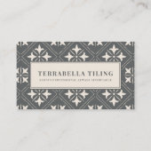 Geometrische houtskool Gray Cream Tiling Busines Visitekaartje (Voorkant)