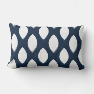 Geometrische Ikat Ogee Pattern Marine White Kussen
