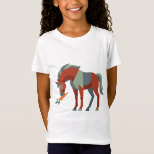 Geometrische illustratie van paard dat een wortel t-shirt