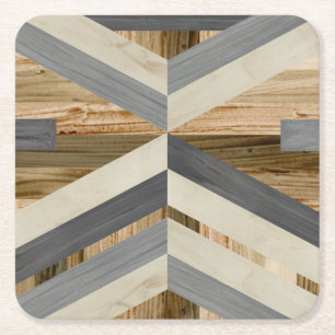 Geometrische inleg vierkante kartonnen onderzetter