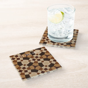 Geometrische Kaleidpscope Pattern in Shades of Bro Glazen Onderzetter