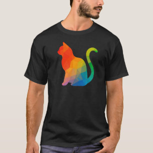 Geometrische kat T-shirt - donker