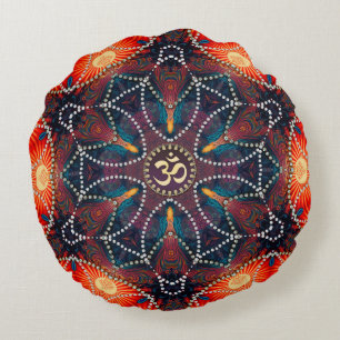 Geometrische Keltische Energie Om Mandala Rond Kus Kussen