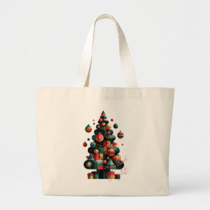 Geometrische Kerstboom Grote Tote Bag