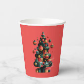 Geometrische Kerstboom Papieren Bekers (Achterkant)