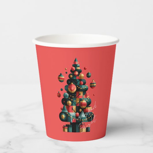 Geometrische Kerstboom Papieren Bekers (Voorkant)