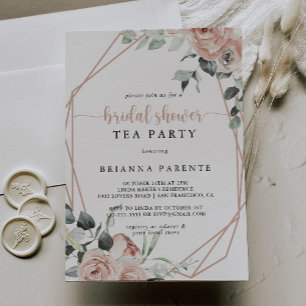 Geometrische klassieke Roos Vrijgezellenfeest Tea Kaart