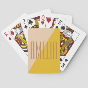 Geometrische kleurblok in geelnaam, gepersonalisee pokerkaarten