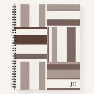 Geometrische kleurblokrechthoeken - Bruin en Beige Notitieboek