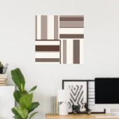 Geometrische kleurenblokrechthoeken - Bruin en bei Poster (Thuiskantoor)