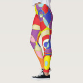 Geometrische kleurenpatroonkunst leggings (Links)