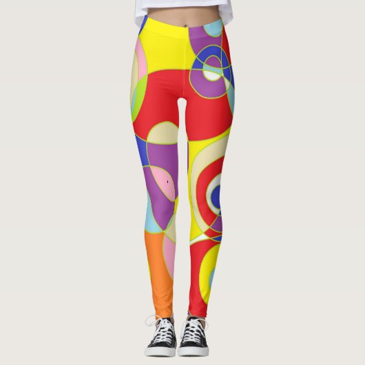 Geometrische kleurenpatroonkunst leggings (Voorkant)