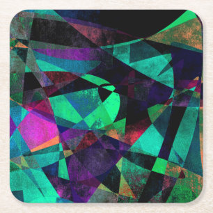 Geometrische, kleurrijke, Abstracte kunst Vierkante Kartonnen Onderzetter