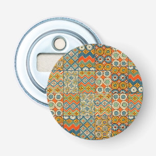 Geometrische kleurrijke Antiek Egyptische grafisch Button Flesopener