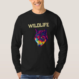 Geometrische Kleurrijke Wolf Wilde Dieren Dierenpa T-shirt