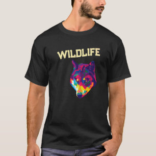 Geometrische Kleurrijke Wolf Wilde Dieren Dierenpa T-shirt