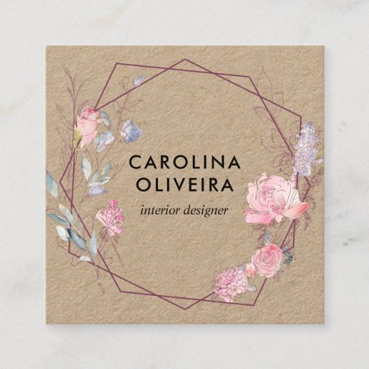 Geometrische Kraft Vierkante Visitekaartje (Voorkant)