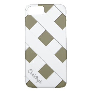 Geometrische kruisende witte lijnen met naam 	iPhone 8/7 hoesje