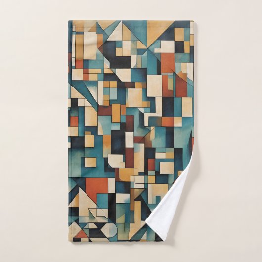 Geometrische kubist, abstract, kleurontwerp. bad handdoek (Handdoek)