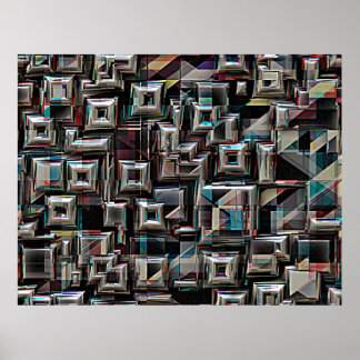 Geometrische kubussen in beweging poster