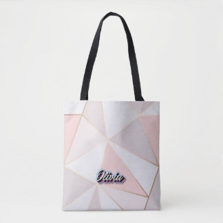 Geometrische kunst Custom Tas in Roos Gold