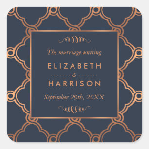  Geometrische Kunst Deco Gatsby Wedding Favor Vierkante Sticker