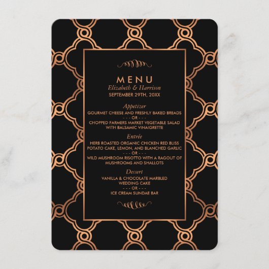 Geometrische Kunst Deco Gatsby Wedding Menu (Voorkant)