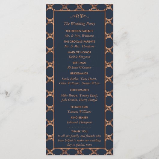  Geometrische Kunst Deco Gatsby Wedding Programma (Achterkant)