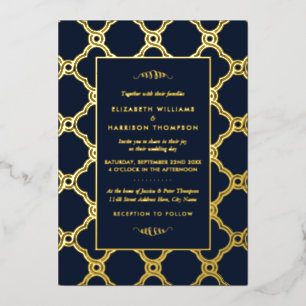 Geometrische Kunst Deco Gatsby Wedding Real Folie Uitnodiging