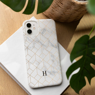 Geometrische kunst Deco Gold en marmer monogram iPhone 16 Hoesje