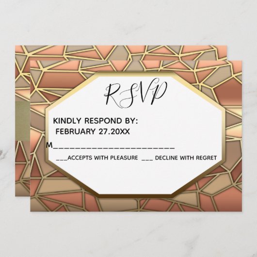Geometrische kunst deco lux gold/brons bruiloft RS Kaart (Voorkant / Achterkant)
