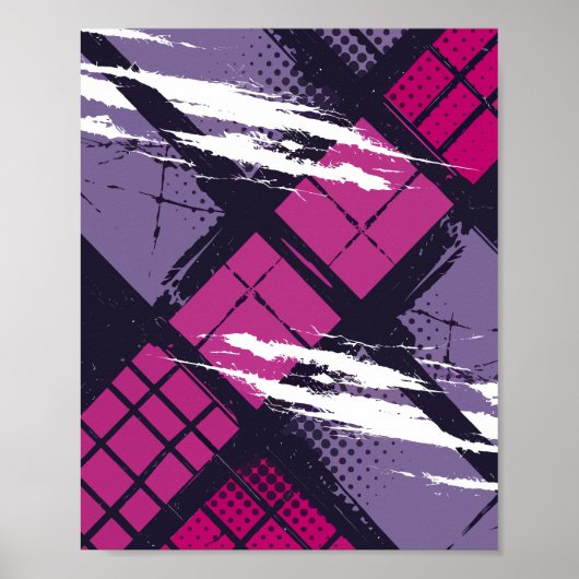 Geometrische kunst met magenta en Paarse tinten Poster (Voorkant)