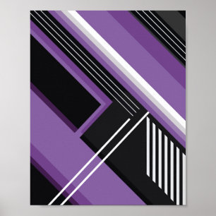 Geometrische kunst met Paarse, zwarte en witte vor Poster