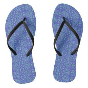 Geometrische kunst paarse turquoise teenslippers