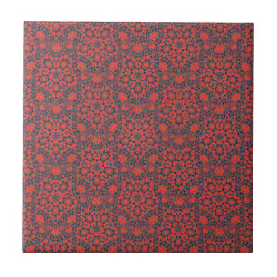 Geometrische kunst rode donkerturkooi tegeltje