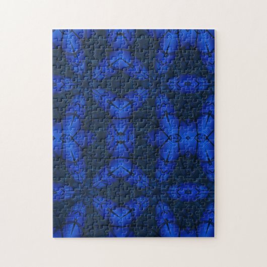 Geometrische kunst saffierblauw patroon legpuzzel (Verticaal)