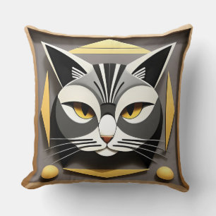 Geometrische kunst van een gestileerde kat abstrac kussen