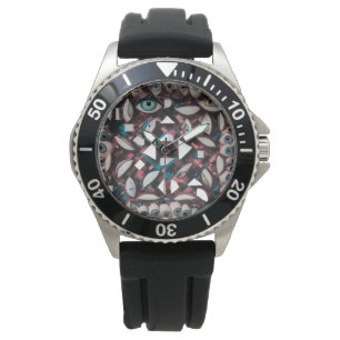 Geometrische kunst van het abstracte oog - Roestvr Horloge