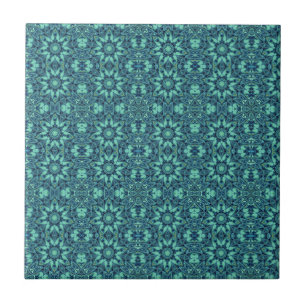 Geometrische kunstblauwe groene turkooi tegeltje