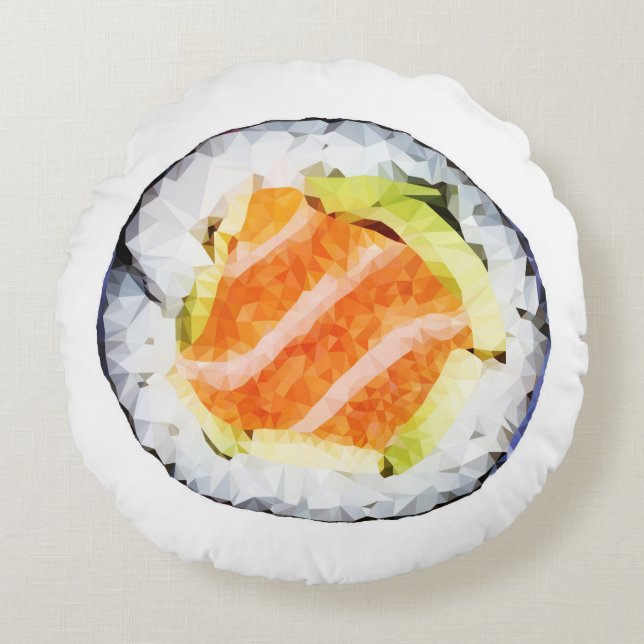 Geometrische laagpolige sushi-piloot rond kussen (Voorkant)